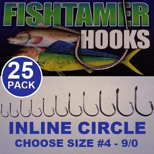 (25Pk) 2X Inline Circle Hooks Sizes #4 - 9/0 - Super Sharp Fish Tamer Pro Pack - Black Nickle Coated (8/0)