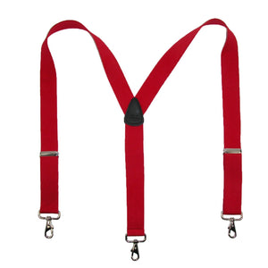 CTMÂ® Mens Elastic Solid Color Suspender with Metal Swivel Hook Clip End, Red