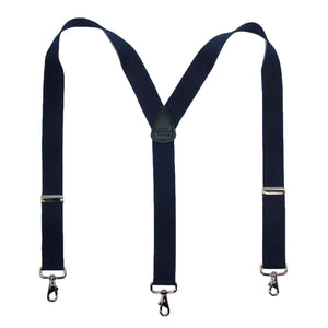 CTMÂ® Mens Elastic Solid Color Suspender with Metal Swivel Hook Clip End, Navy