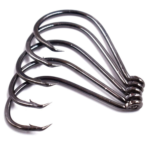 100pcs Size 4#~6/0 Offset Point Octopus Hook Closed Eye Black High Carbon Steel Sport Circle Hook 1#（100pcs）