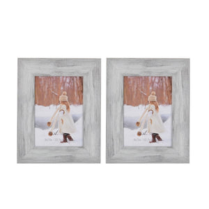 Aike Home Photo Picture Frame 5x7 Inch White Wash Wall Mount Hangers Real Glass and Table Top with Easel Wall Display Horizontally or Vertically 2 Pack