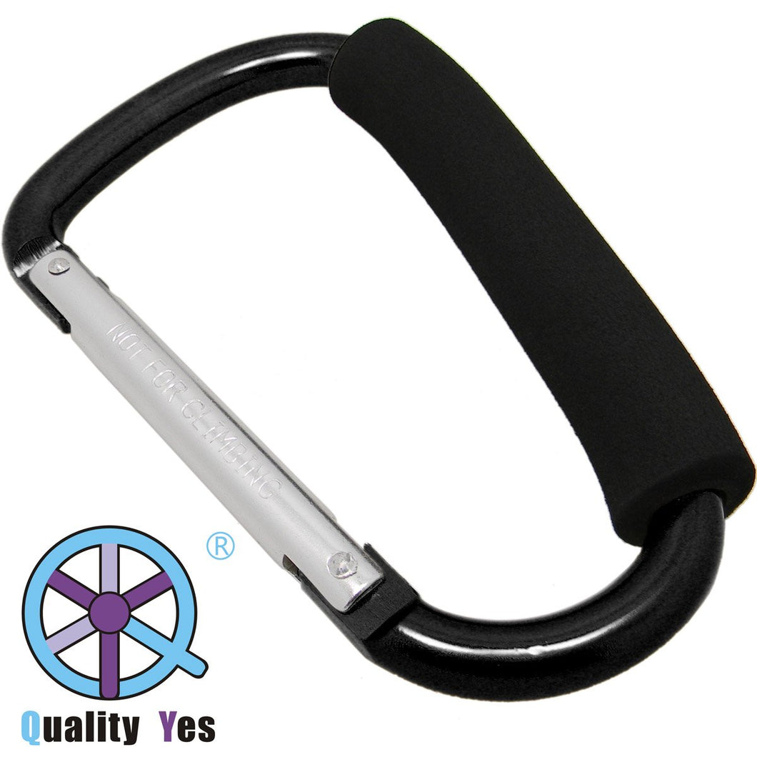 QY Black Color 6.25 Inches Outsize D Shape Biner Carry Handle Hook Ring Clip Snap Multiple Use Hook
