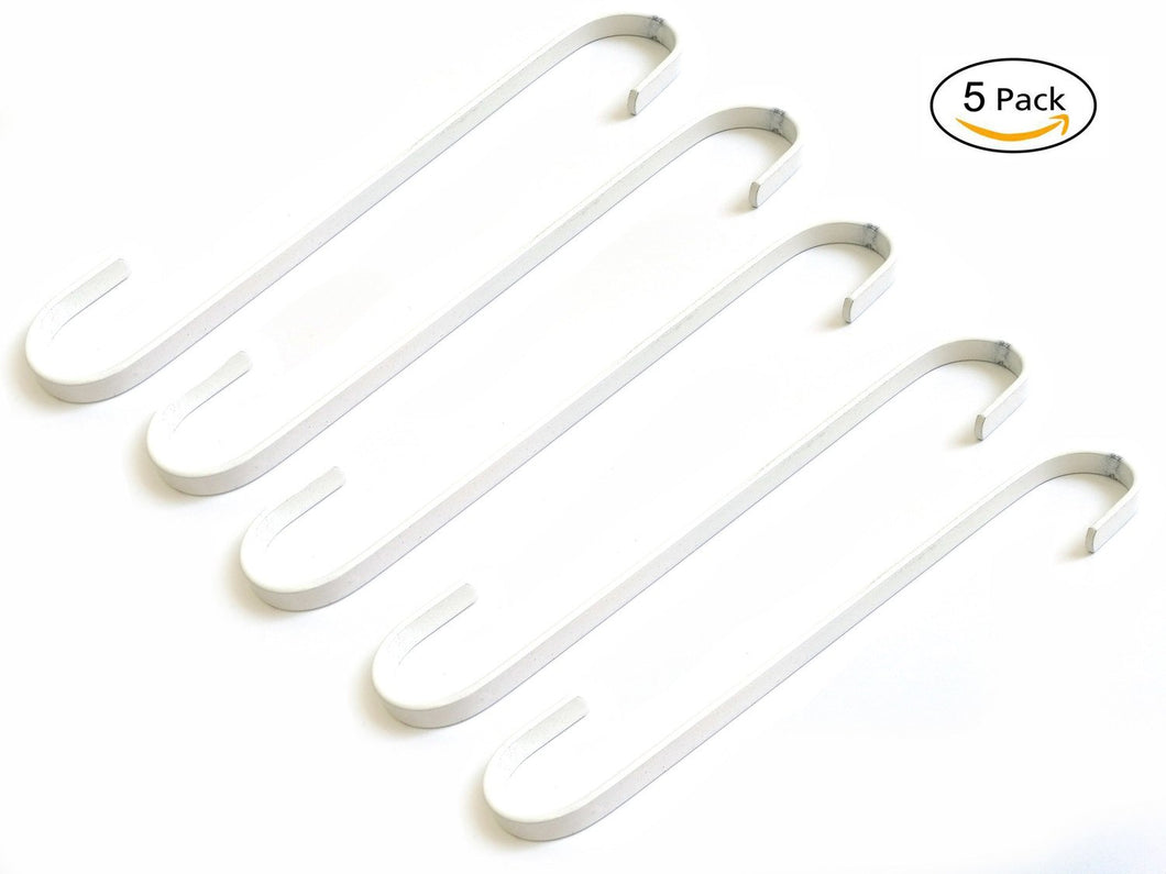 8 inches Stainless Steel Flat S Shaped Hooks Heavy Duty S Hooks,Pack of 5 (White)