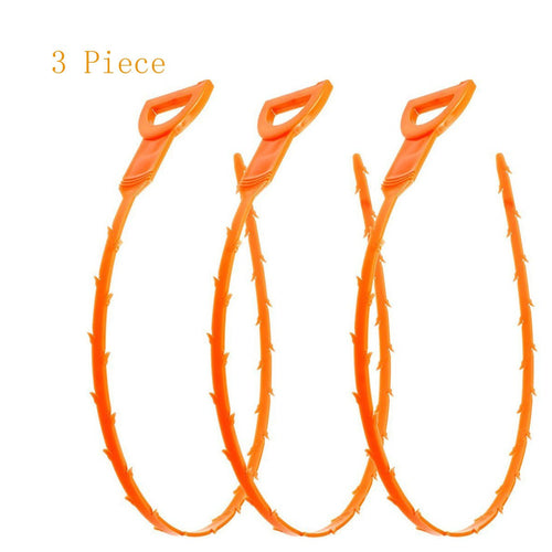 3Pc New Bathroom Hair Sewer Filter Drain Cleaners Outlet Kitchen Sink Retractable Cleaning Hook Anti Clogging Sink Toilet Dredge Tool (Orange)