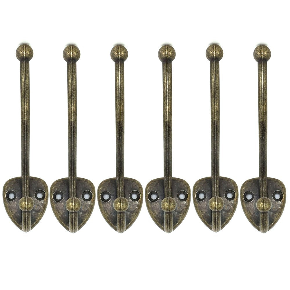 Richohome Retro Dual Coat and Hat Hook with LOVE Base- Pack of 6
