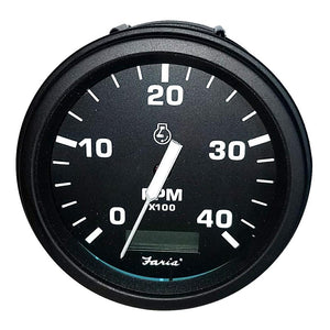 Faria Tachometer Heavy-Duty Tachometer w-Hourmeter (4000 RPM) (Diesel) (Mech Takeoff  Var Ratio Alt) - Black