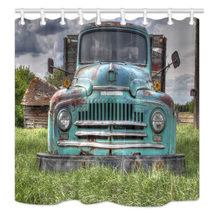 NYMB Farm House Bath Curtain, Wooden Barn with Rusic Truck in Forest, Polyester Fabric American Western Shower Curtain for Bathroom, 69X70in, Shower Curtains Hooks Included