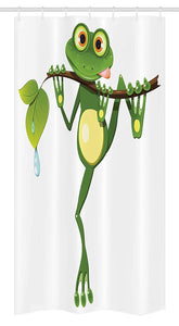Ambesonne Animal Stall Shower Curtain, Little Frog on Branch of The Tree in Rainforest Nature Jungle Life Art Earth, Fabric Bathroom Decor Set with Hooks, 36" X 72", Green White Yellow