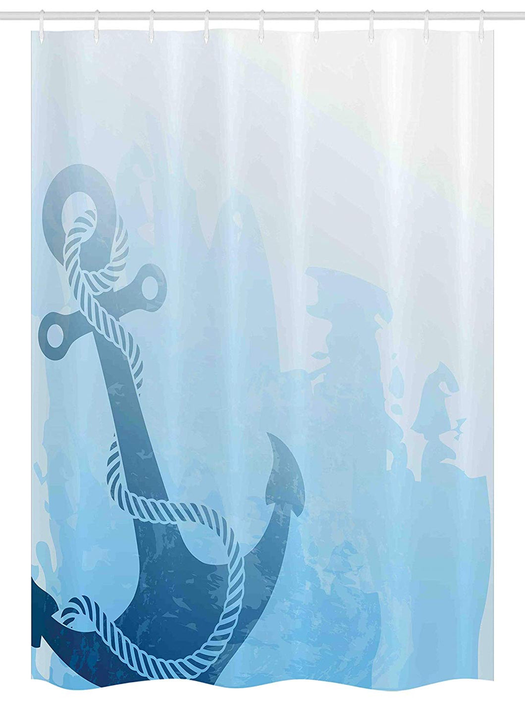 Ambesonne Nautical Stall Shower Curtain, Monochrome Anchor Illustration Deep Down in The Sea Bottom Be Strong and Stable, Fabric Bathroom Decor Set with Hooks, 54