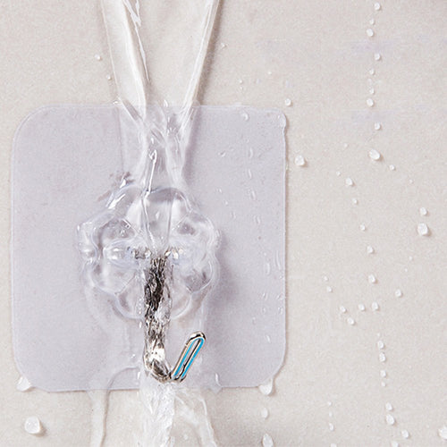 Adhesive Hooks 8 Packs, Heavy Duty 20lb (Max) Wall Hanging Hooks Self Adhesive Decorative Utility Clear Transparent Coat Towel Hook Set Waterproof Oilproof for Shower Bathroom Kitchen Wall & Door