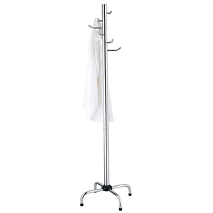 MyGift Stainless Steel Coat Stand, 6 Hook Entryway Storage Rack, Silver-Tone