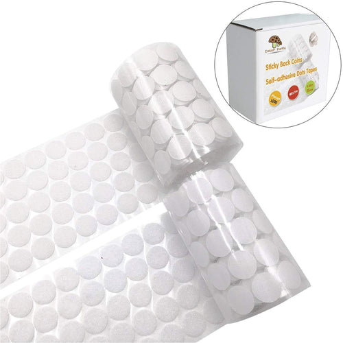 1000 Pieces Adhesive (500 Pair Sets) 0.59in Diameter Sticky Back Coins Hook & Loop Self Adhesive Dots Tapes Magic Sticky Dots 15mm White (15mm D White)