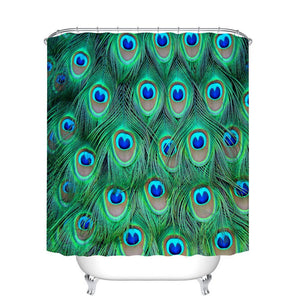 Fangkun Shower Curtain Fashionable Peacock Feathers Pattern - Waterproof Polyester Bath Curtains Decor Sets - 12pcs Shower Hooks are Included (72 x 72 inches, YL039#)