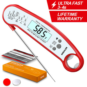 GDEALER DT10 Waterproof Digital Instant Read Meat Thermometer with Bottle Opener Calibration Function for Cooking Food Candy, BBQ Grill, Smokers