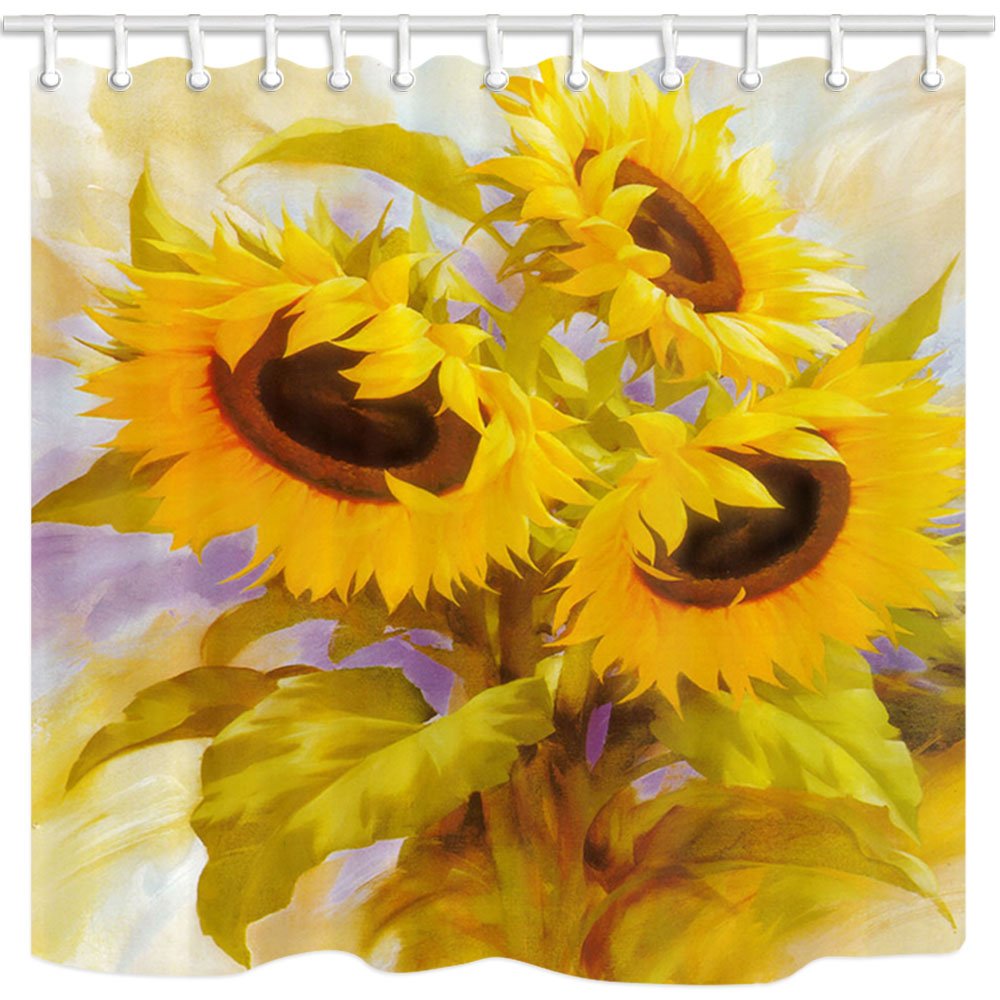 NYMB Fresh Home Decor Watercolor Sunflower Shower Curtain in Bath 69X70 inches Polyester Fabric Bathroom Fantastic Decorations Bath Curtains Hooks Included (Multi23)