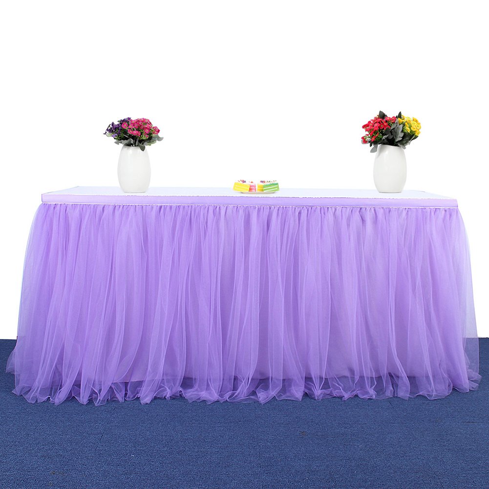 Table Skirt,SHZONS 9ft Tutu Tulle Table Skirting Cover for Wedding,Birthday,Baby Shower,Slumber Party,Girl Princess,Home Decoration,Party Supplies
