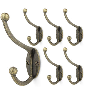 Arks Royal Modern Coat Hook Retro Wall Hanger Decorative Cloth Holder with Ball Tips, for Bathroom, Restroom, Kitchen, Garage, Office, 6 Pack (Oil Rubbed Bronze)