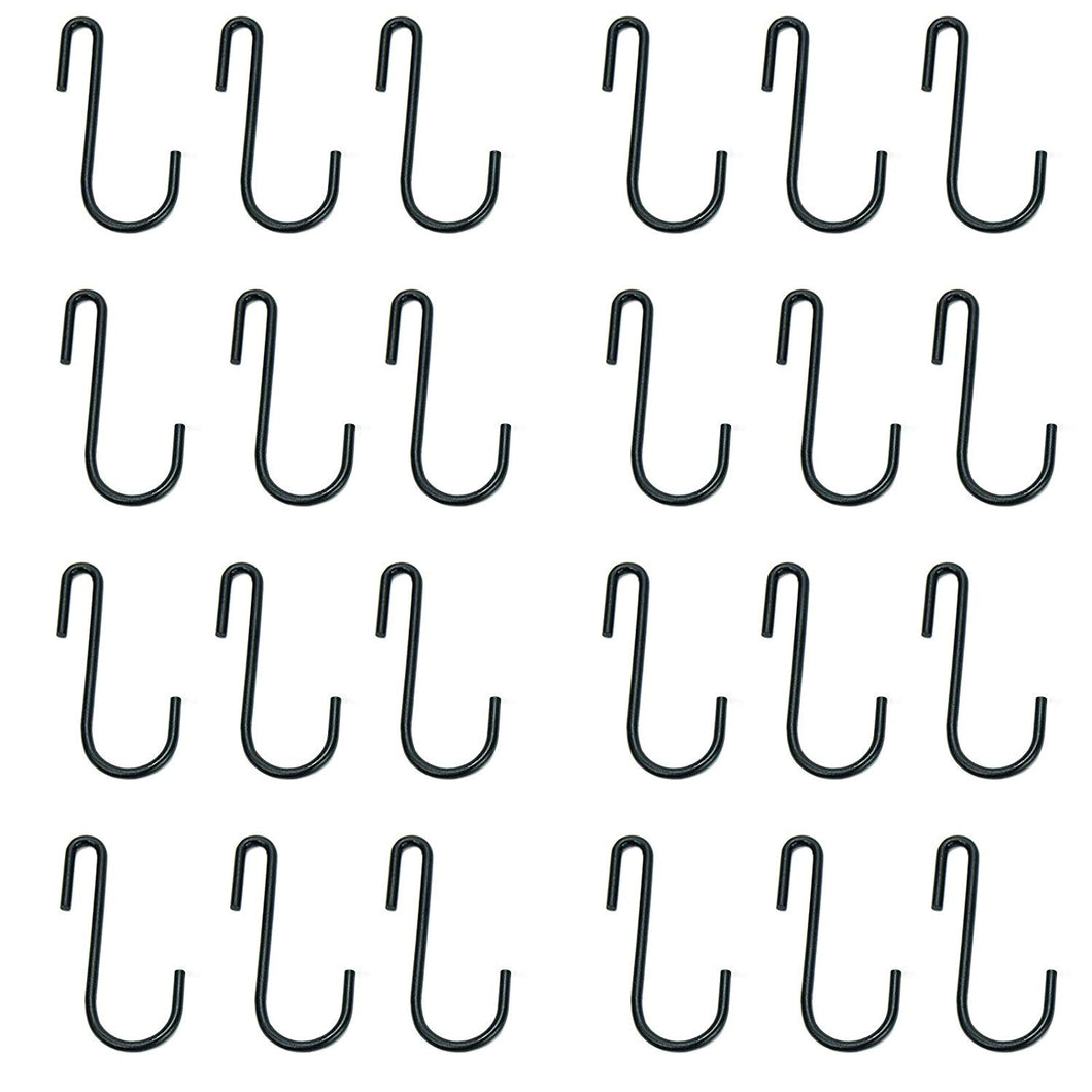 HUJI S-Shaped Hanging Hooks for Kitchenware Pots Pans Utensils (Set of 6, Black Iron S-shaped Hooks)