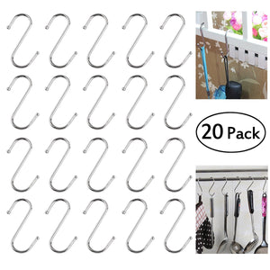 ULTNICE 20pcs Durable S-shaped Anti-rust Metal Hangers Metal Hooks Pothooks - Size S (Silver)