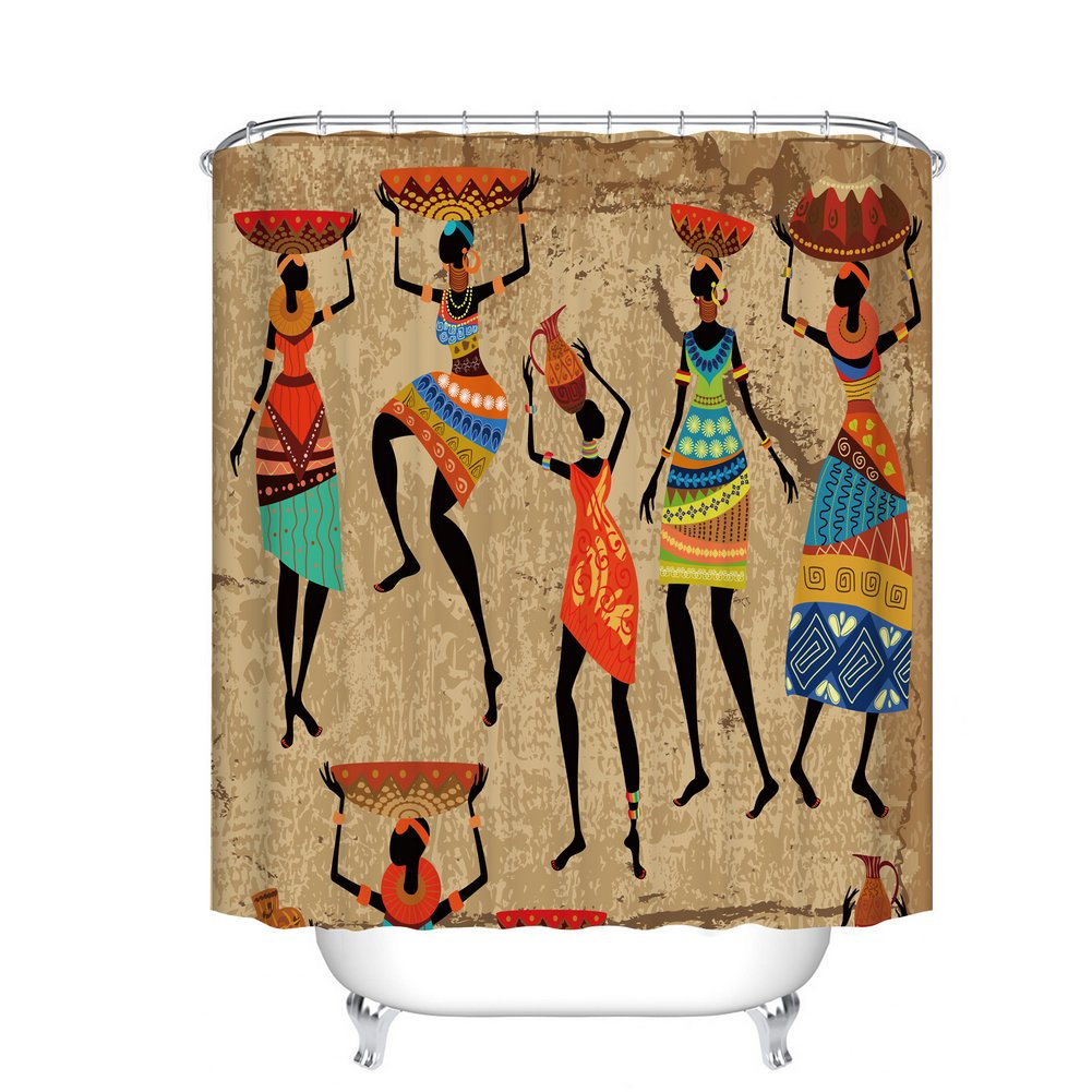 Fangkun Abstract Art African Woman on Grunge Bathroom Shower Curtain Polyester Fabric - Bath Curtains Decor Sets - Shower Hooks are Included (72 x 72 inches, YL025#)