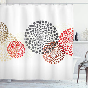 Ambesonne Abstract Decor Shower Curtain, Modern Cool Decoration with Dots Like and Circled Design Artwork, Fabric Bathroom Decor Set with Hooks, 84 Inches Extra Long, Red Grey