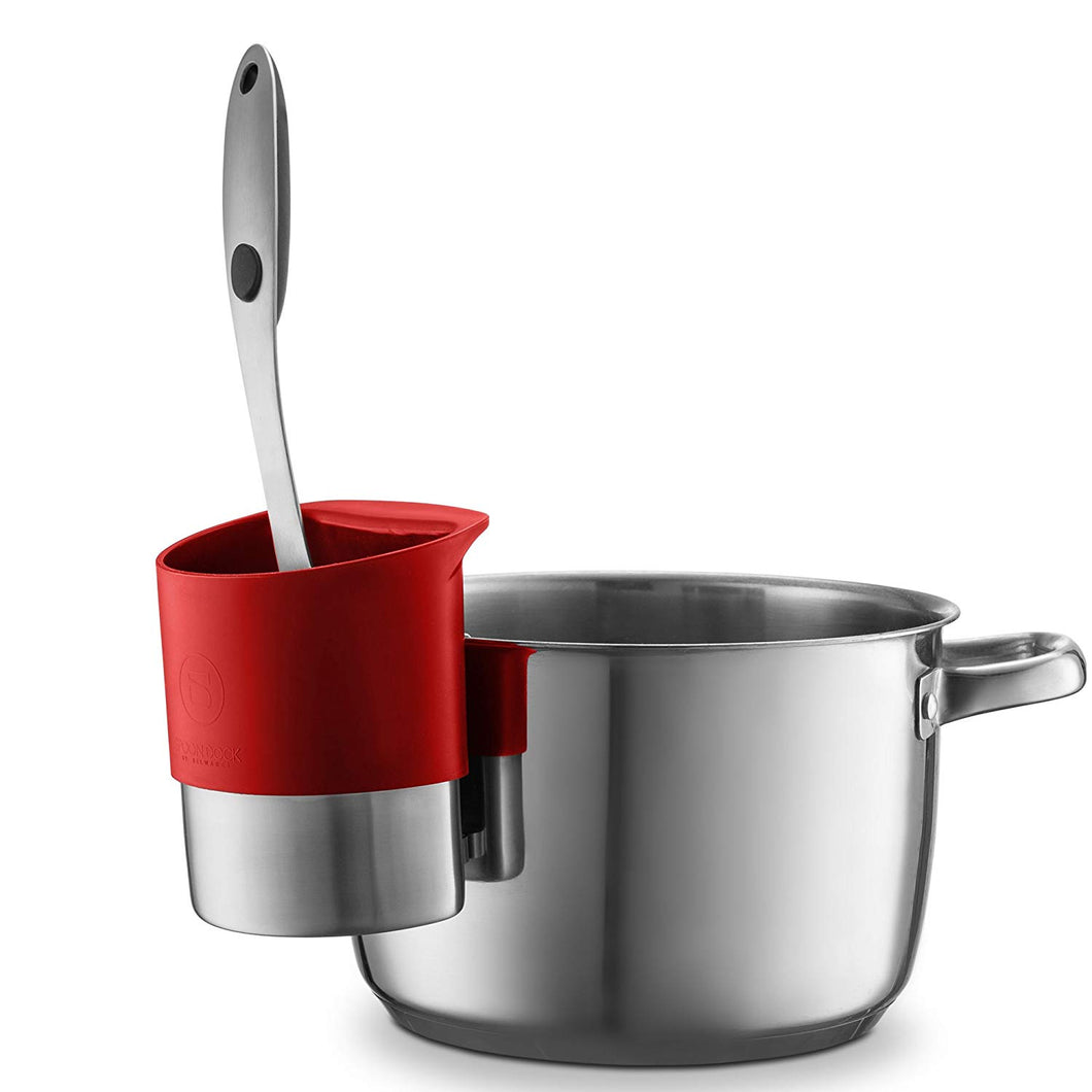 Spoon rest Stainless Steel Spoon Dock for Utensils - This Cup Hangs on Saucepans and Pots for Preparing and Serving Food Without Creating a Mess - Use as a Measuring Cup, Mix, Pouring