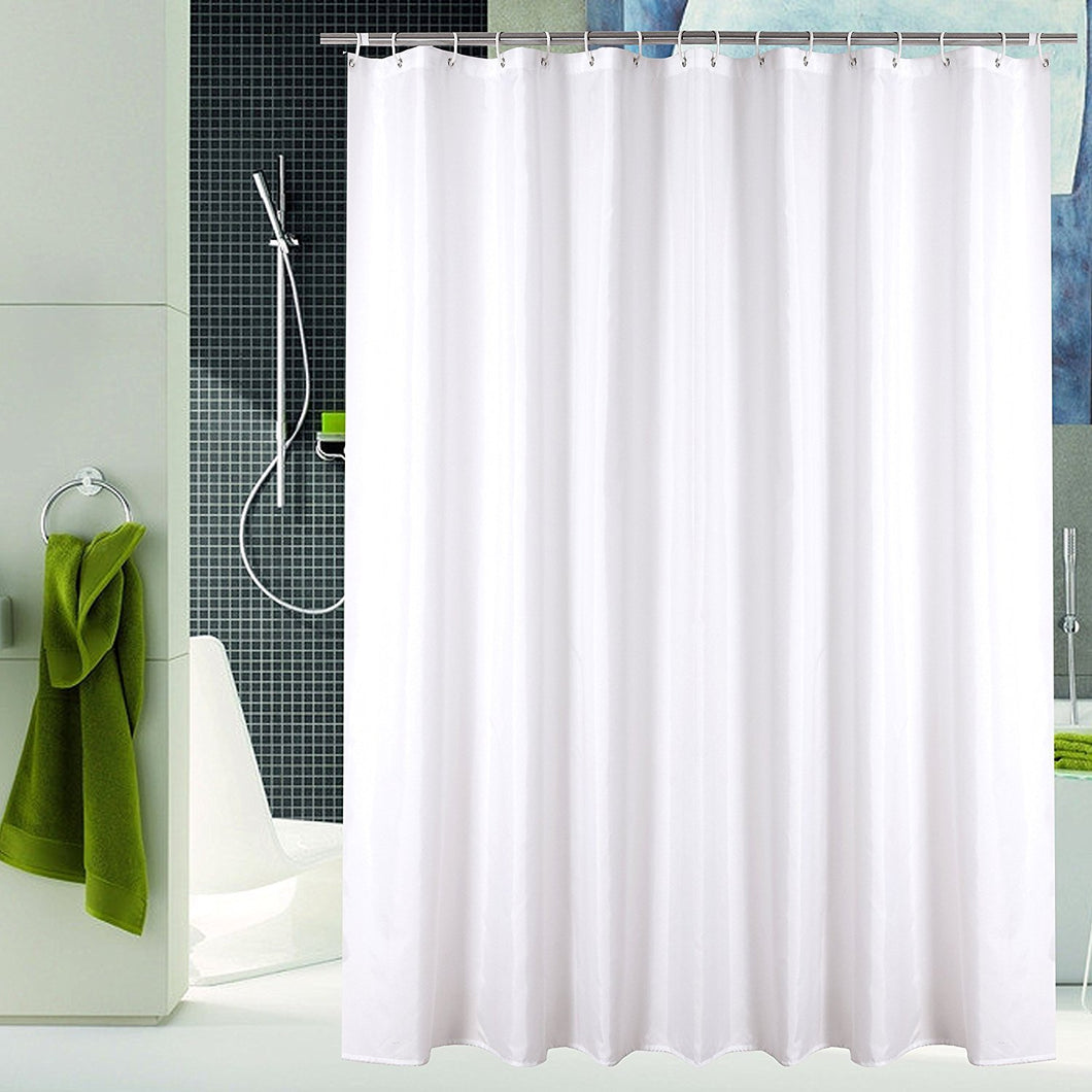 Luunaa Polyester Fabric Shower Curtain with Hooks, 72x80-White