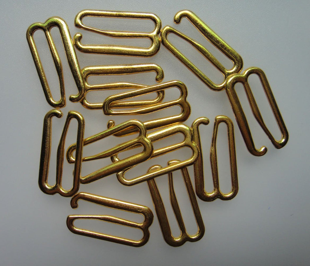 Lyracces Wholesale Lots 200pcs Metal Hardware Hoops Lingerie Adjustment Bikini S Replacement Hooks Clasp Figure 9 for Bra Strap Apparel Holder Findings (20mm 3/4in, Gold Tone)