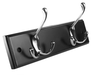 Hookiom Wall Mounted Rack and Coat Hanger Ideal for Office Closet or Hanging The Bathroom Towels. Comes in Satin Nickel on a White Board