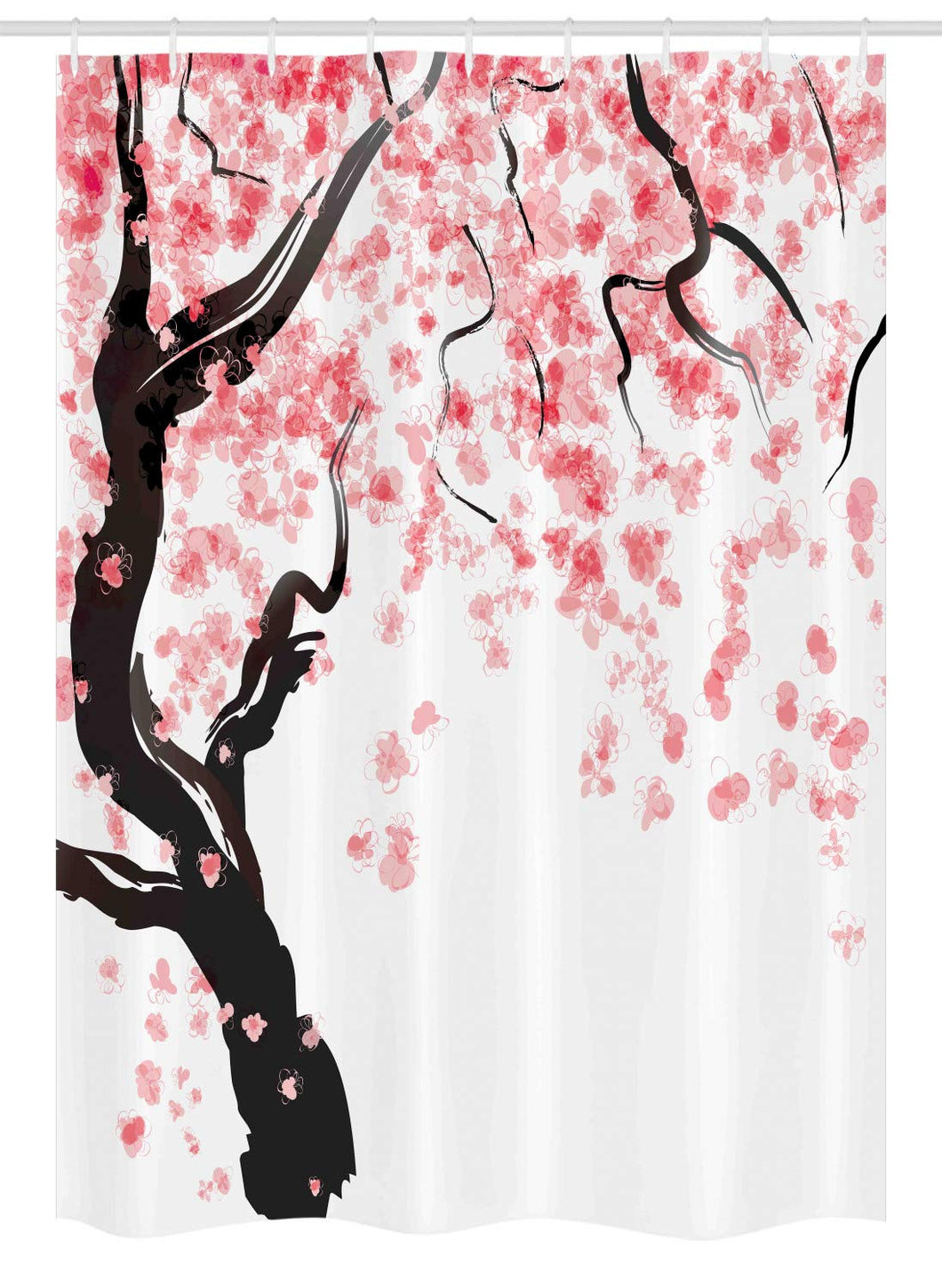 Ambesonne Floral Stall Shower Curtain, Dogwood Tree Blossom in Watercolor Painting Effect Spring Season Theme Pinkish Tones, Fabric Bathroom Decor Set with Hooks, 54