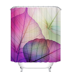 Fangkun Bathroom Shower Curtain Set Home Decorations Purple Leaves Design - Polyester Fabric Waterproof Mildew Bath Curtains - 12pcs Hooks (YL107#, 72 x 72 inches)
