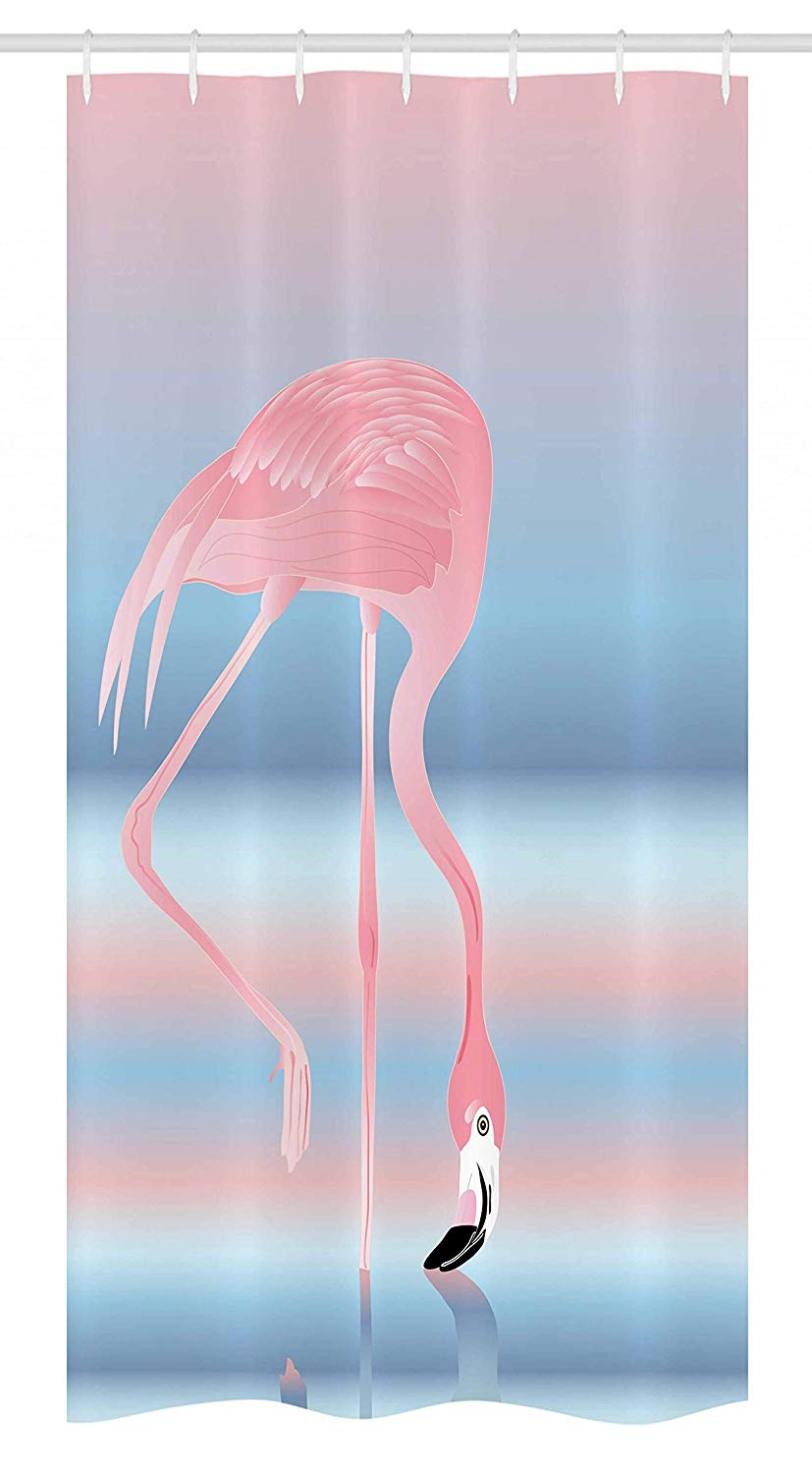 Ambesonne Flamingo Stall Shower Curtain, Illustration of Royal Flamingo in The Lake Soft Pale with Romantic Colors Art Work, Fabric Bathroom Decor Set with Hooks, 36