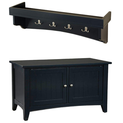 Alaterre Shaker Cottage Coat Hook with Shelf and Cabinet/Bench Set, Cherry