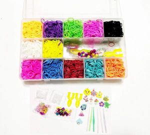 FRANNKY Rainbow Rubber Bands Mega Refill Loom Includes:Â 5,500 Premium QualityÂ Rubber Bands Set with 6 Hooks,100 S-Clips,12 Silicone Charms,45 Beads (12 Rainbow Colors)
