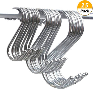 Heavy-duty Stainless Steel Hook, Kitchen S Shaped Silver Tone Polished Plating Hanging Hooks for Bathroom Bedroom Office