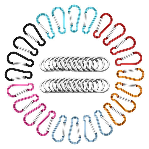 24 PCS 2.5/6CM Aluminum Carabiner Pack, LEYOSOV Lightweight Spring-loaded Keychain Clips, Durable Hooks & Key Rings (PACK/24PCS) for Home, Rv, Camping, Fishing, Hiking, Traveling