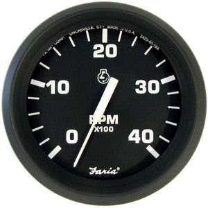 Faria 4" Tachometer Euro Style (4000 RPM) Diesel (Mech Takeoff  Var Ratio Alt) - Black *Bulk Case of 12*