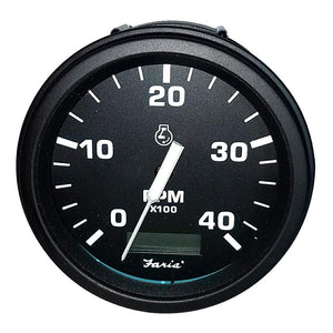 Faria 4" Heavy-Duty Tachometer w-Hourmeter (4000 RPM) Diesel (Mech Takeoff  Var Ratio Alt) - Black *Bulk Case of 12*