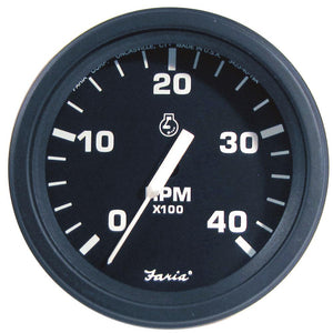 Faria 4" Heavy-Duty Tachometer (4000 RPM) Diesel (Mech Takeoff  Var Ratio Alt) - Black *Bulk Case of 12*