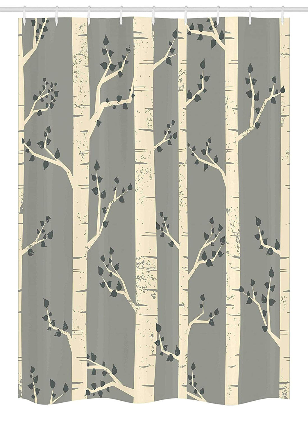 Ambesonne Grey Stall Shower Curtain, Birch Tree Branches Vintage Bohemian Contemporary Illustration of Nature, Fabric Bathroom Decor Set with Hooks, 54