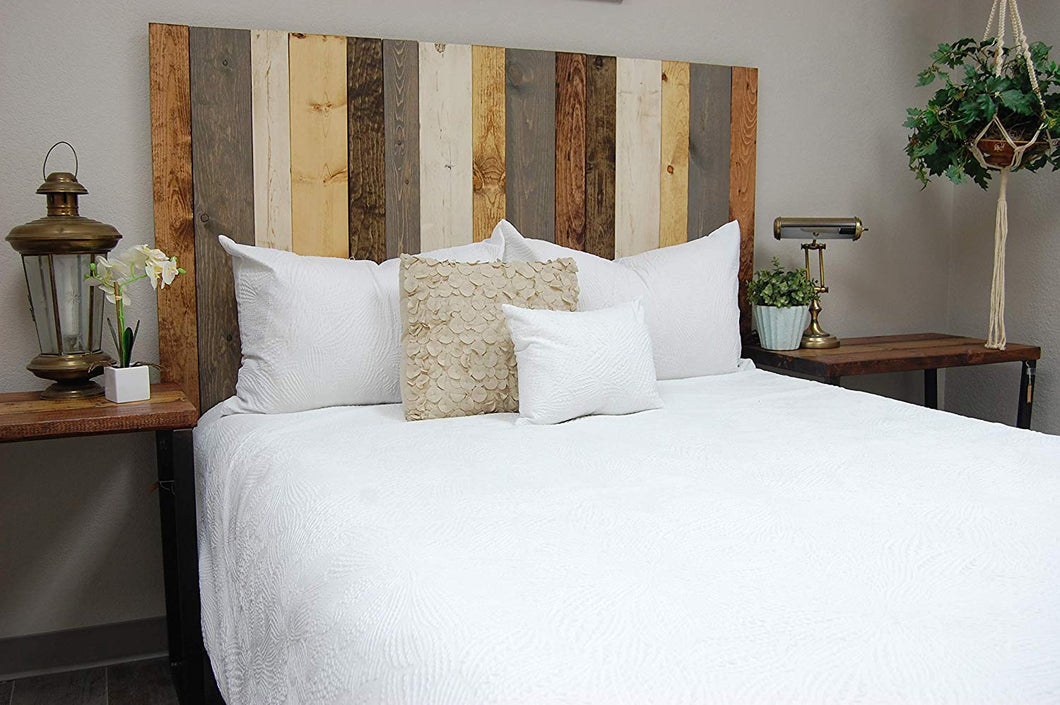Rustic Mix Headboard California King Size, Hanger Style, Handcrafted. Mounts on Wall. Easy Installation