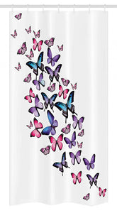 Ambesonne Butterflies Stall Shower Curtain, Many Different Butterflies Big Wings Stylish Feminine Companionship Fun, Fabric Bathroom Decor Set with Hooks 36 W x 72 L Inches,