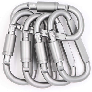 LeBeila Aluminum Alloy Carabiner Screw Lock Hooks, Practical Spring Snap Key Chain Clip Hook Outdoor Hiking Buckle (D-ring Shape) 5pcs