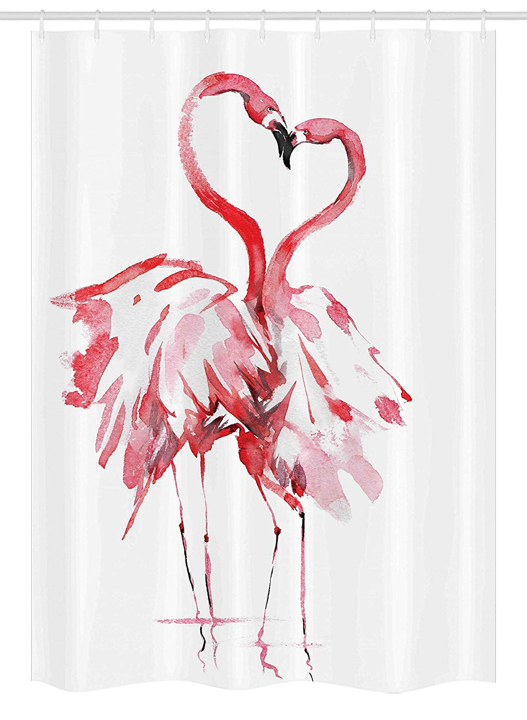Ambesonne Flamingo Stall Shower Curtain, Flamingo Couple Kissing Romance Passion Partners in Love Watercolor Effect, Fabric Bathroom Decor Set with Hooks, 54