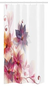 Ambesonne Abstract Decor Stall Shower Curtain, Modern Floral Design with Burts and Leaves Detail Romantic Image, Fabric Bathroom Decor Set with Hooks, 36 W x 72 L Inches, Pink Purple and Orange