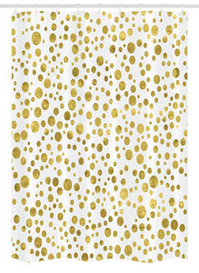 Ambesonne Polka Dots Stall Shower Curtain, Illustration of Round Speckled Forms in Irregular Layout Artistic Vintage Style, Fabric Bathroom Decor Set with Hooks, 54 W x 78 L inches, Gold White