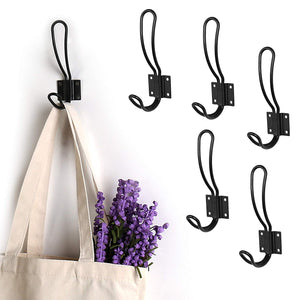 MyGift 6-Piece Loop Design Matte Black Metal Coat Hook Hanger Set, Hanging Hooks for DIY Projects