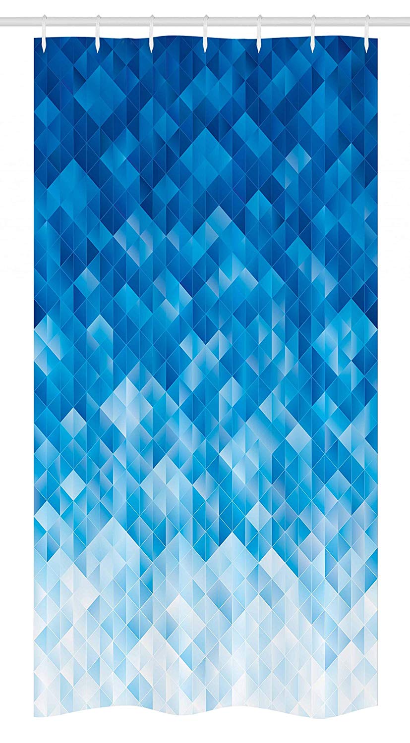 Ambesonne Geometric Stall Shower Curtain, Geometric Gradient Digital Texture with Mosaic Triangle Pixel Graphic Print Art, Fabric Bathroom Decor Set with Hooks, 36 W x 72 L inches, Light Blue