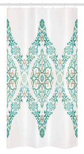 Ambesonne Traditional House Decor Stall Shower Curtain, Ottoman Mosaics in Tones Royal Elegance Victorian Palace Retro Print, Fabric Bathroom Decor Set with Hooks, 36 W x 72 L Inches, Teal