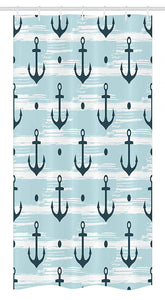 Ambesonne Anchor Stall Shower Curtain, Pattern with Anchors Modern Adventurous Striped Coastline Marine, Fabric Bathroom Decor Set with Hooks, 36" X 72", Pale Blue Dark Green